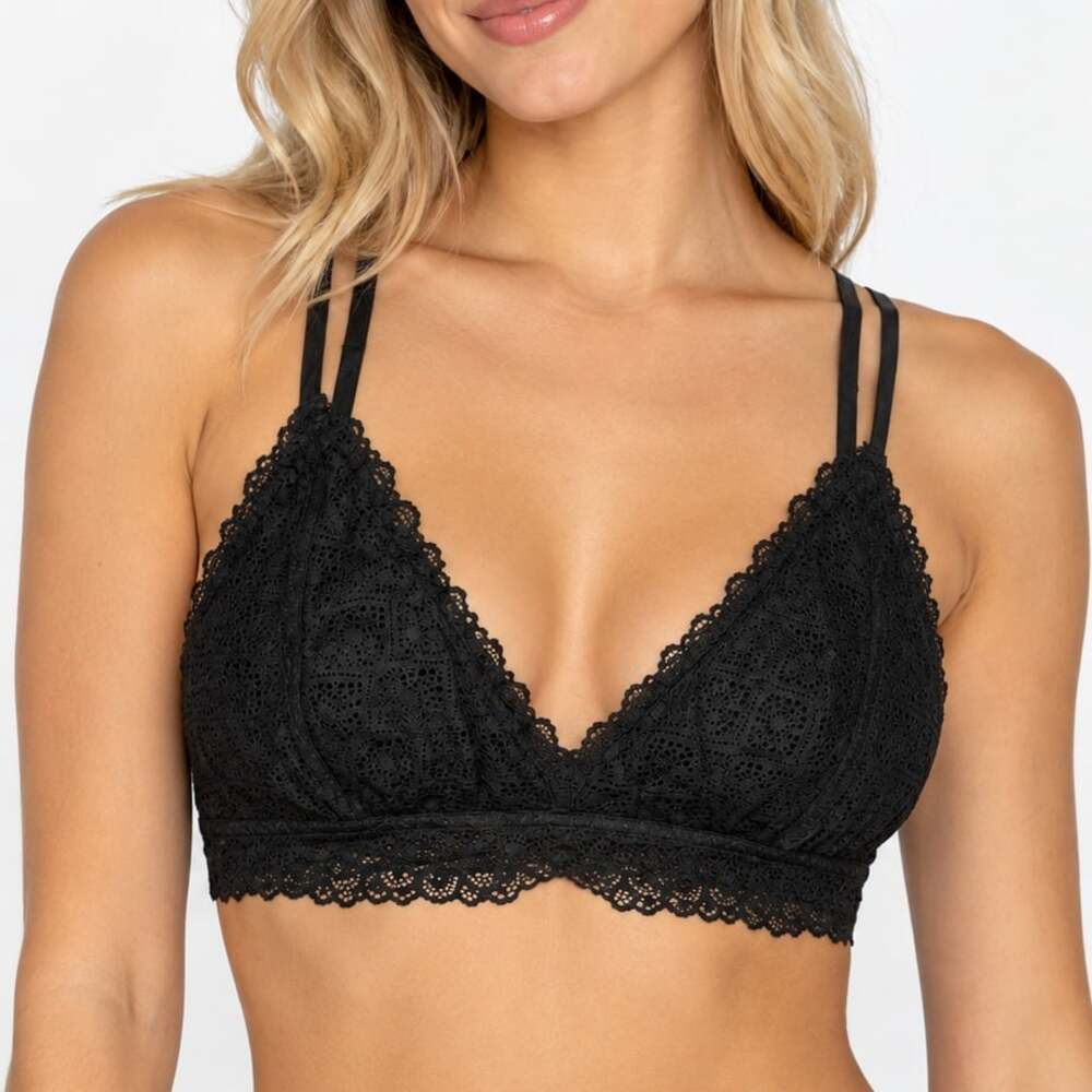 Maurices Black Lace Wireless Bralette with Double Adjustable Straps